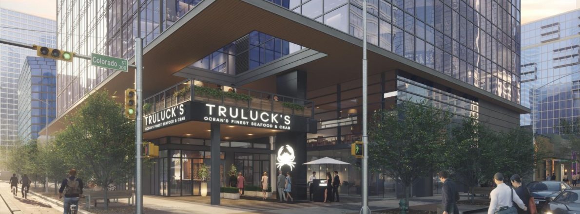 Rendering of the exterior of the Austin downtown location at 300 Colorado Street.