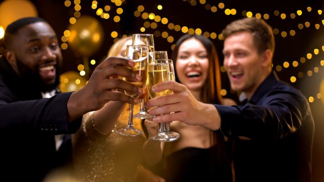 picture of Friends toasting champagne at a party