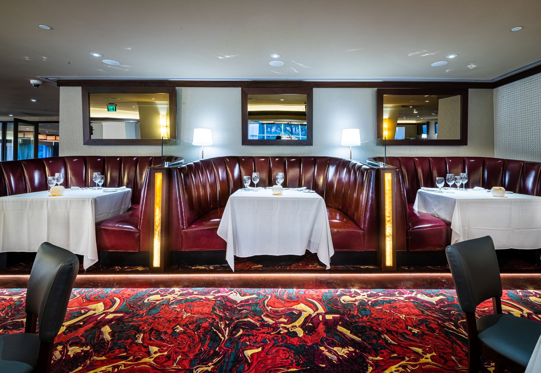 view of Mezzanine booth tables in Washington DC location