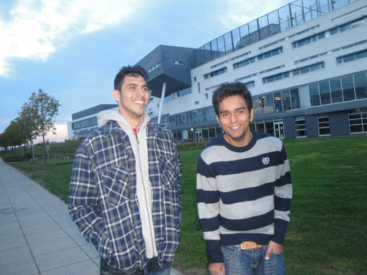 Yohan Vajifdar and his good friend at their college in Edinburgh Scotland