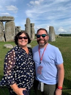 picture of Bond Davis and a friend at Stone Henge