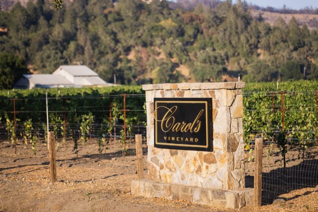 J. Lohr vineyard stone sign outside the vineyard entry