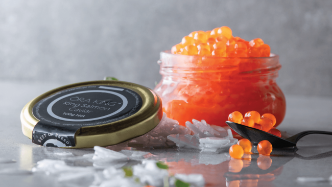 picture of an opened jar of Ora King Salmon Caviar 10g Net - Best of Breed