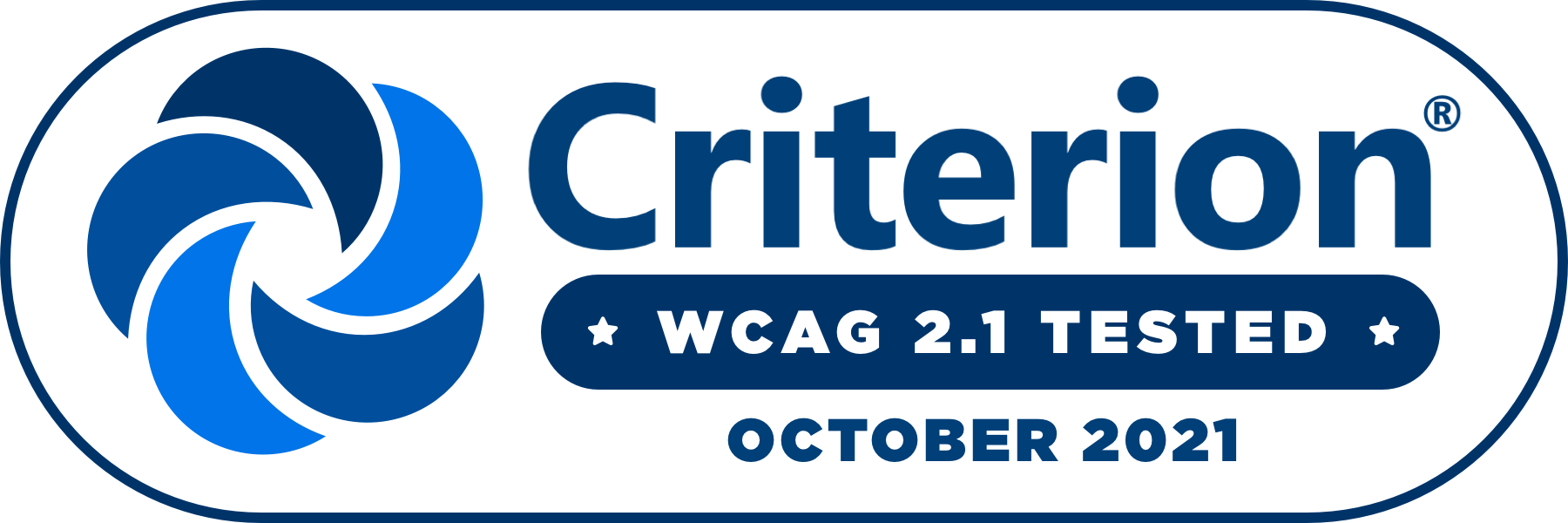 Criterion WCAG 2.1 TESTED October 2021