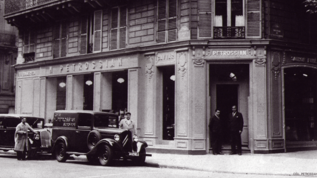 picture of the Petrossian store front from the early 1900s