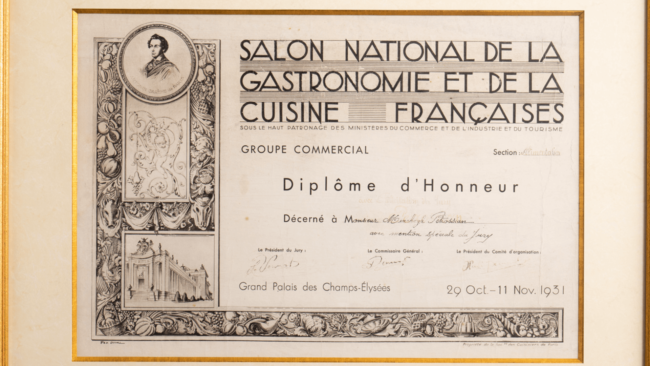 picture of Petrossian's gastronomie diploma