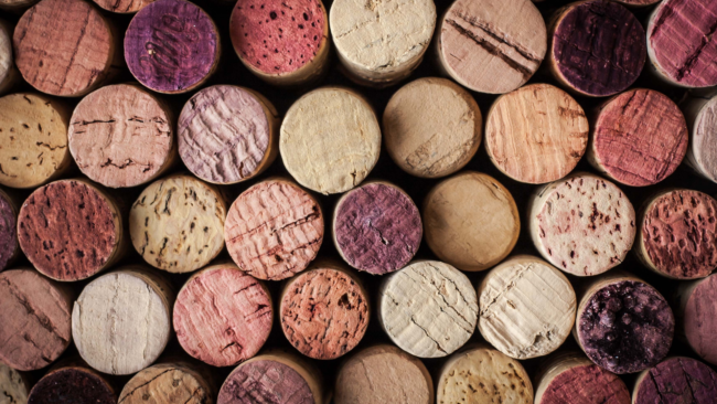 picture of rows of wine corks lined up
