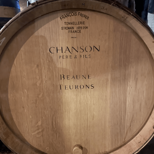 Chanson winery wooden barrel of wine "Chanson Pere & Fils Beaune Teurons"