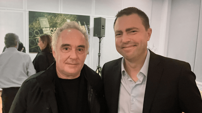 Ferran Adriá, acclaimed chef of El Bulli and Dave Mattern, director of beverage at the Wines Series book launch at Carnegie Hall