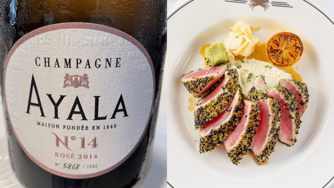 champagne ayala no 14 next to the sesame seared tuna