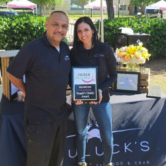 Tambra and Chef Manny at the Frisco food and wine fest with the people's choice award