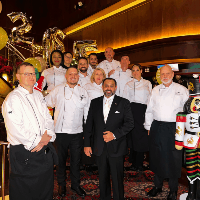 Blake Goldie with the Truluck’s Rosemont executive chef team and staff during a New Year’s Eve celebration at Truluck’s Ocean’s Finest Seafood & Crab.