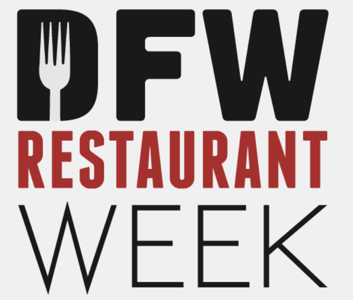 Celebrating 30 Years, DFW Restaurant Week logo with a fork in the D and red, black and white lettering